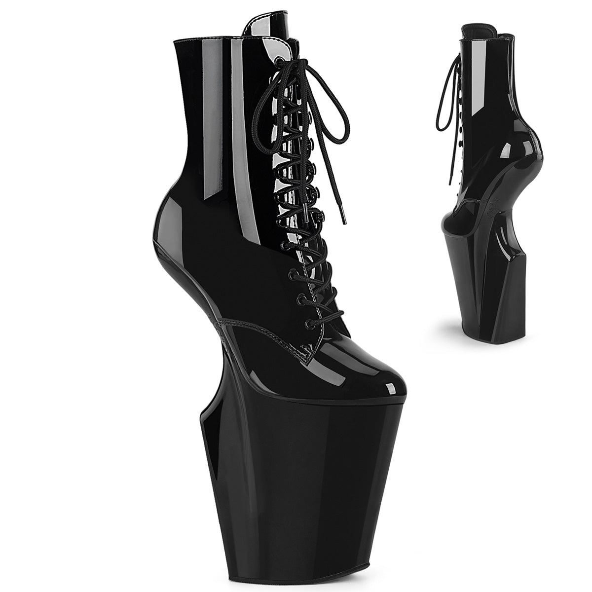 Black 10 Inch Pole Dancer Ankle Boots -  Pleaser WORSHIP-1020