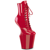 Red 10 Inch Pole Dancer Ankle Boots -  Pleaser WORSHIP-1020