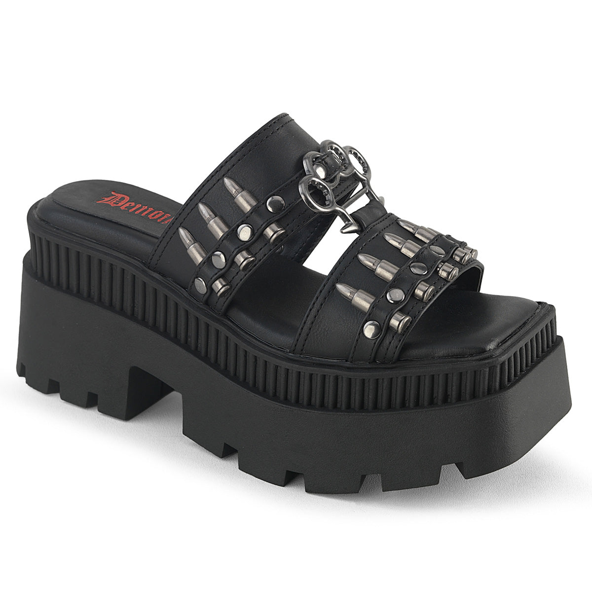 Black 3.3 Inch Alternative Women's Sandals -  Demonia Cult WRATH-08