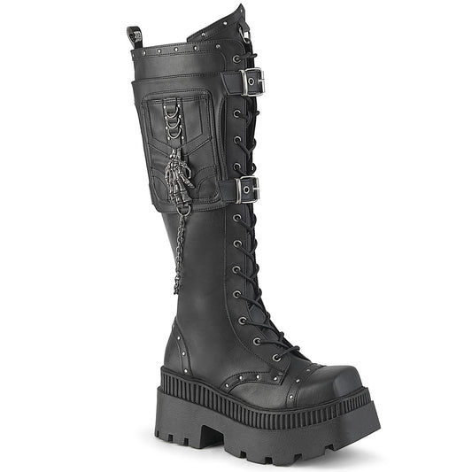 WRATH-205 Demonia Blk Vegan Leather Alternative Footwear