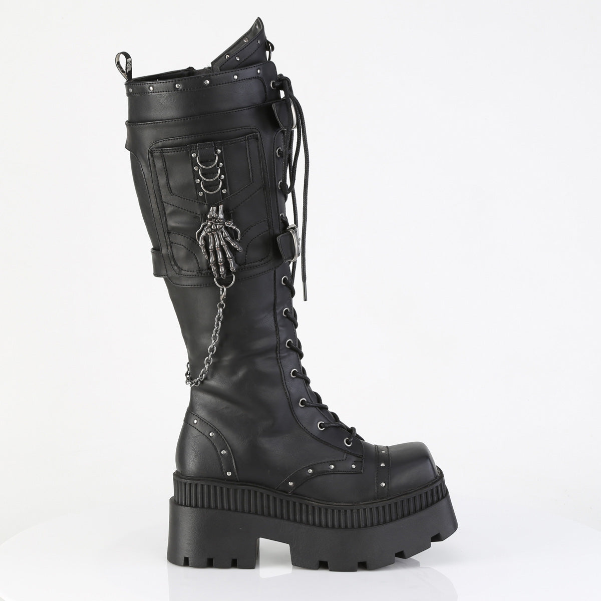 WRATH-205 Demonia Blk Vegan Leather Alternative Footwear