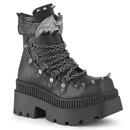 WRATH-55 Demonia Blk Vegan Leather Alternative Footwear