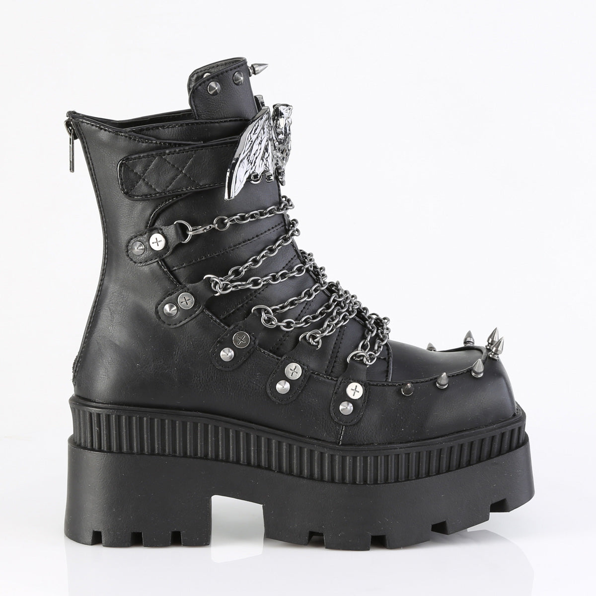 WRATH-55 Demonia Blk Vegan Leather Alternative Footwear