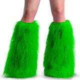 YETI-08 Demonia Neon Green Faux Fur Fluffy Boot Covers