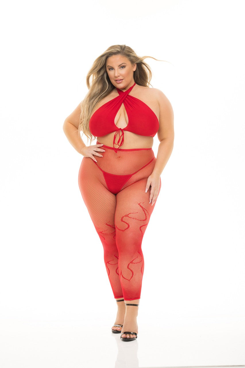 PL23101X Pink Lipstick Plus Size le da un conjunto del infierno