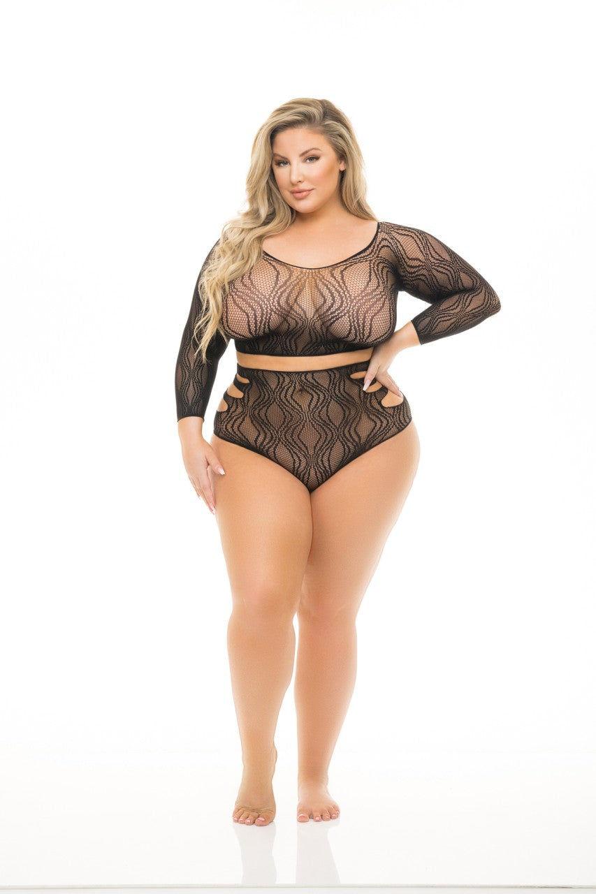 PL23103X Pink Lipstick Plus Size Lingerie Back Me Up Set