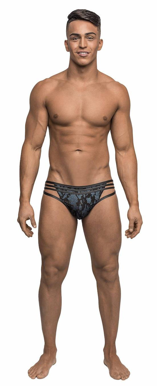 MP419238 Malepower Strappy Thong - Blue/Black
