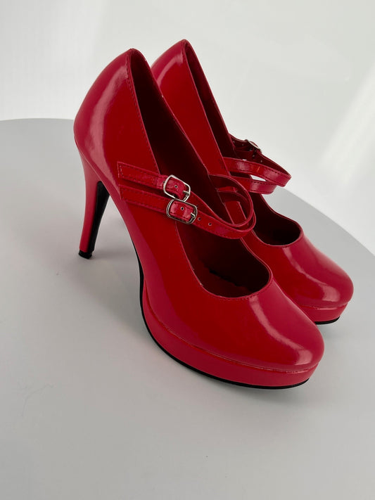 BP421-JANE Bettie Page Red High Heel Alternative Footwear Discontinued Sale Stock