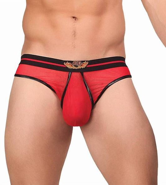 MP436157 Malepower Lo Rise Pouch Enhancer Thong - Red