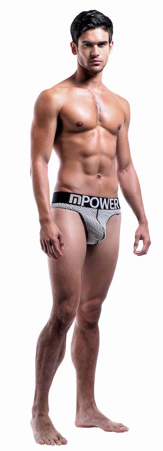 MP438215 Malepower Lo Rise Thong - белый/черный