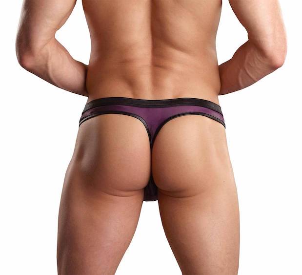 MP441196 Malepower Zipper Thong - Wine/Black