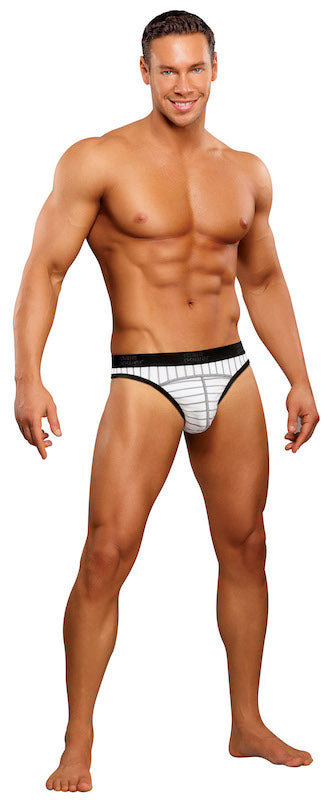 MP447172 Malepower Male Power Lo Rise Panel Thong White/Black