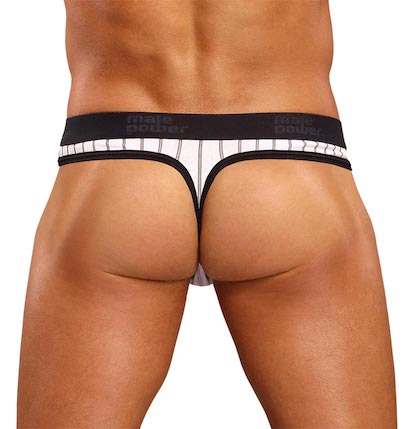 MP447172 Malepower Male Power Lo Rise Panel Thong White/Black