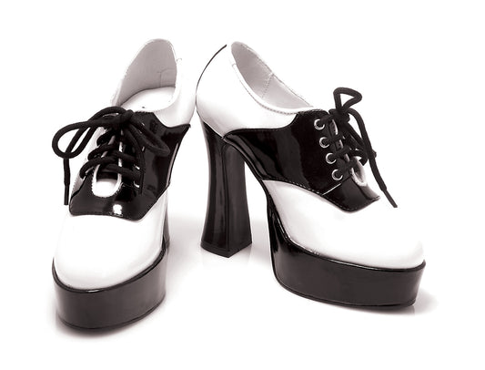 557-SADDLE Ellie Black/White High Heel Alternative Footwear Discontinued Sale Stock