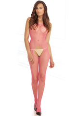 RR7002 Rene Rofe Lingerie Industrial Net Suspender Bodystocking Pink