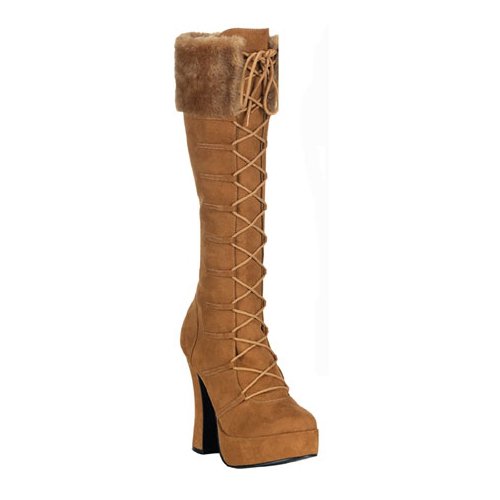 ELECTRA-2036 Pleaser Tan Microfiber High Heel Alternative Footwear Discontinued Sale Stock