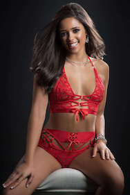 gwbl2013 g world 2pc o ring boyshort and halter top candy red