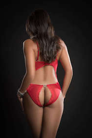 gwbl2085 g world 1pc queen of hearts laced teddy with open rear view and half open cups candy red