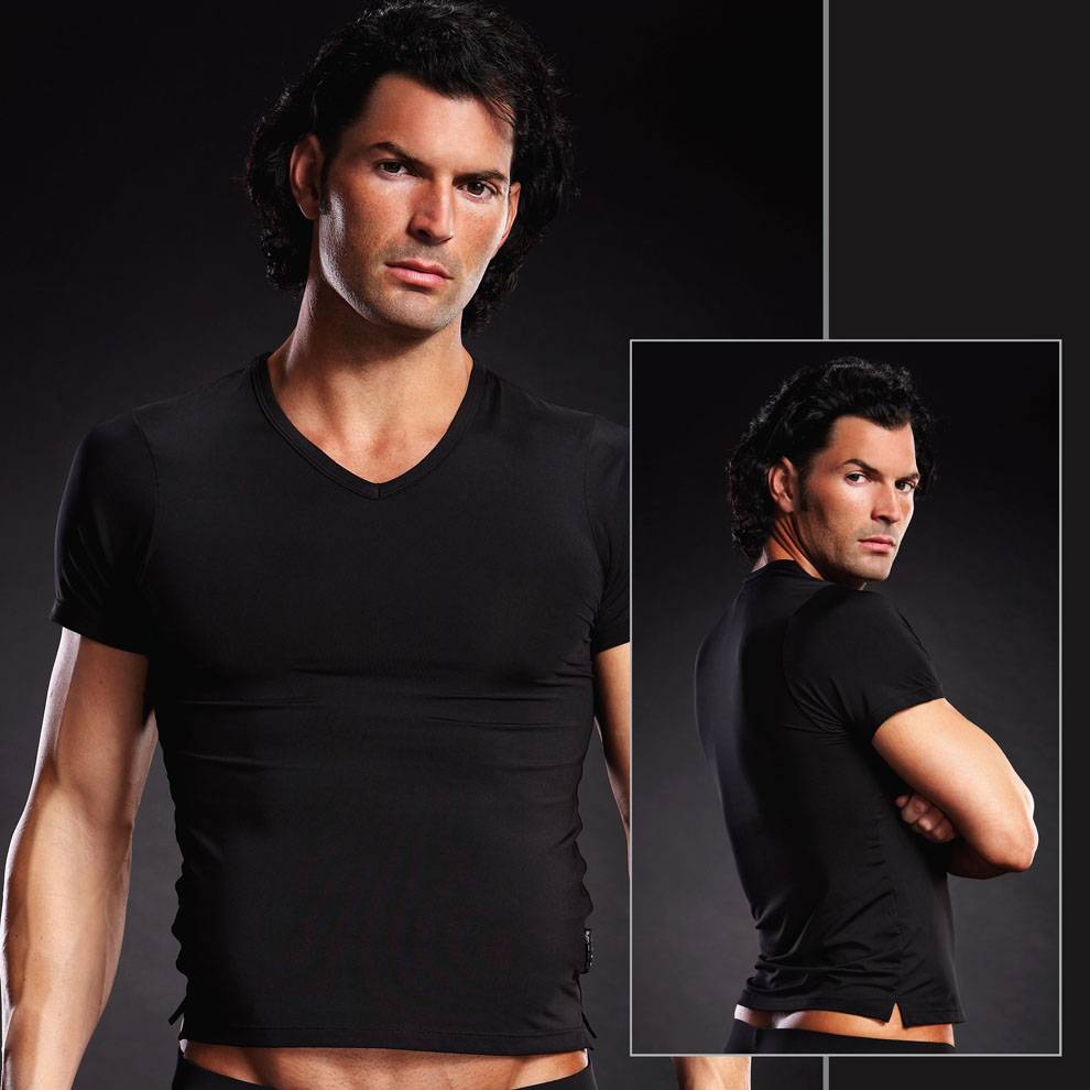 BLM007 Blue Line Microfibre V-Neck Tee Black