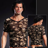 BLM020 Blue Line Mesh V-Neck Tee Grey Camo