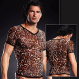 BLM020 Blue Line Mesh V-Neck Tee Leopard