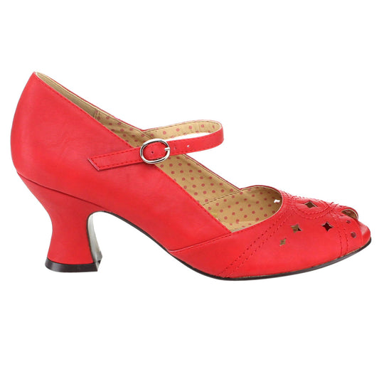 BP253-PERLA Bettie Page Red High Heel Alternative Footwear Discontinued Sale Stock