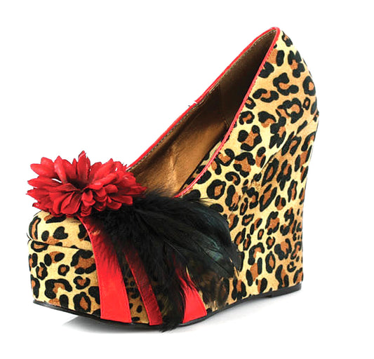BP475-EDNA Bettie Page Leopard High Heel Alternative Footwear Discontinued Sale Stock
