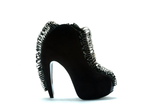 BP575-ZILLA Bettie Page Black Velvet High Heel Alternative Footwear Discontinued Sale Stock
