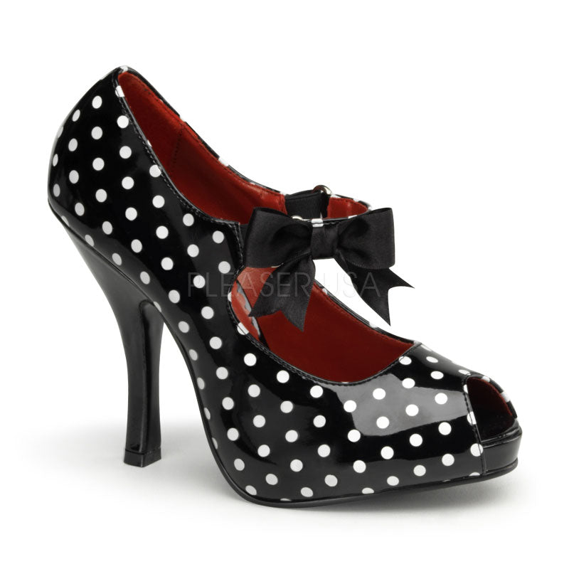 Pin Up Couture CUTIE07 Black/White Patent Sexy Shoes Discontinued Sale Stock