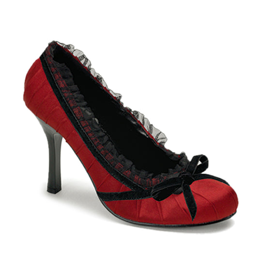 DAINTY-420 Pleaser Red Satin High Heel Alternative Footwear Discontinued Sale Stock