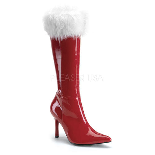 JOLLY-127 Pleaser Red Patent/Faux Fur High Heel Alternative Footwear Discontinued Sale Stock
