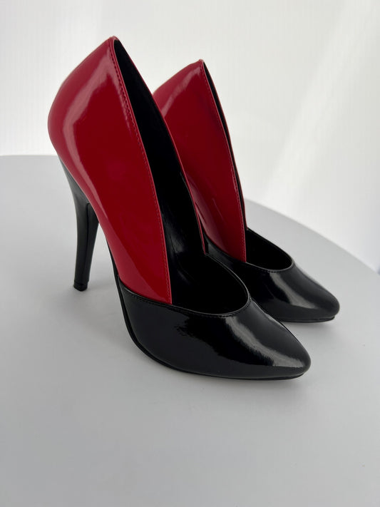 SEDUCE-423 Pleaser Blk/Red Patent High Heel Alternative Footwear Discontinued Sale Stock