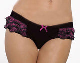 STM9177  Seven Til Midnight SALE Lingerie Mesh Boyshort With Floral Ruffles