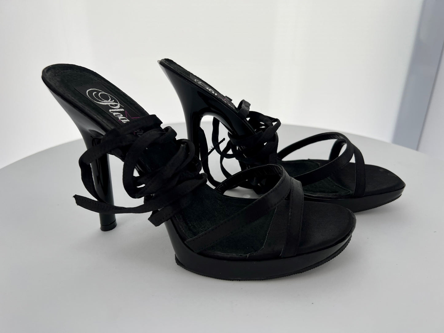 Pleaser VOG39 Black Satin Sexy Shoes Discontinued Sale Stock