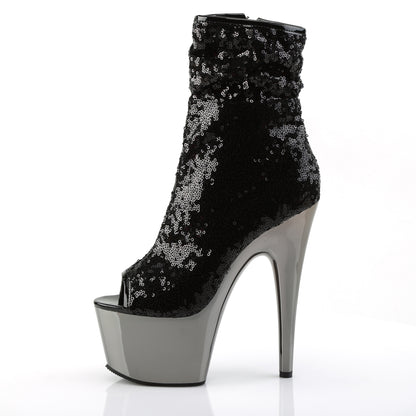 ADORE-1008SQ 7" Black Sequin Pole Dance Platform Ankle Boots-Pleaser- Sexy Shoes Pole Dance Heels