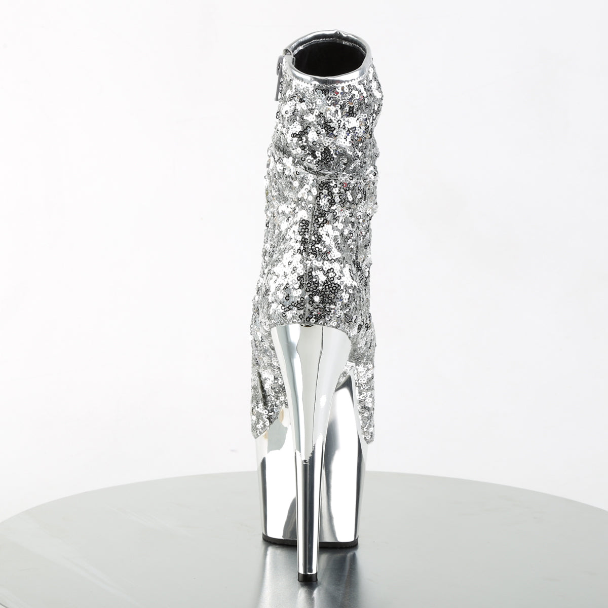 ADORE-1008SQ 7" Heel Silver Sequins Pole Dancing Ankle Boots-Pleaser- Sexy Shoes Fetish Footwear