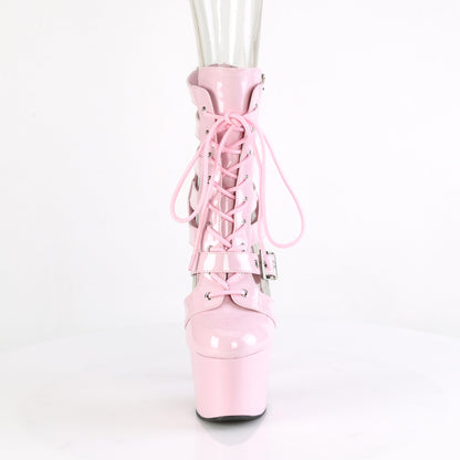 ADORE-1013MST Pleaser Baby Pink Lace Up Platform Ankle Boots