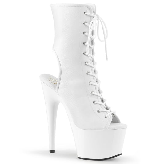 ADORE-1016 7" Heel White Pole Dancing Platform Ankle Boots-Pleaser- Sexy Shoes