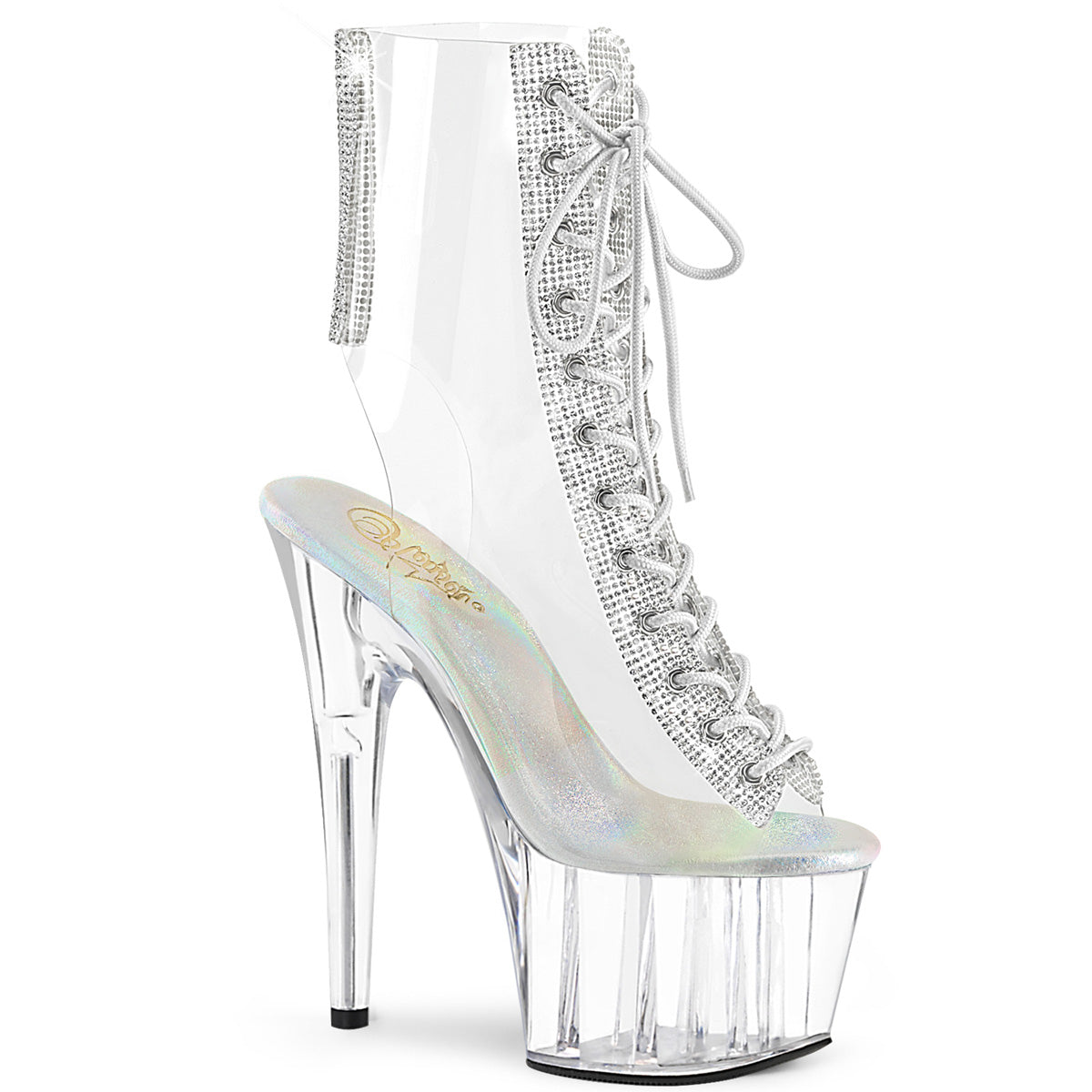 ADORE-1016C-2 Pleaser Clear Perspex Bling Platform Ankle Boots