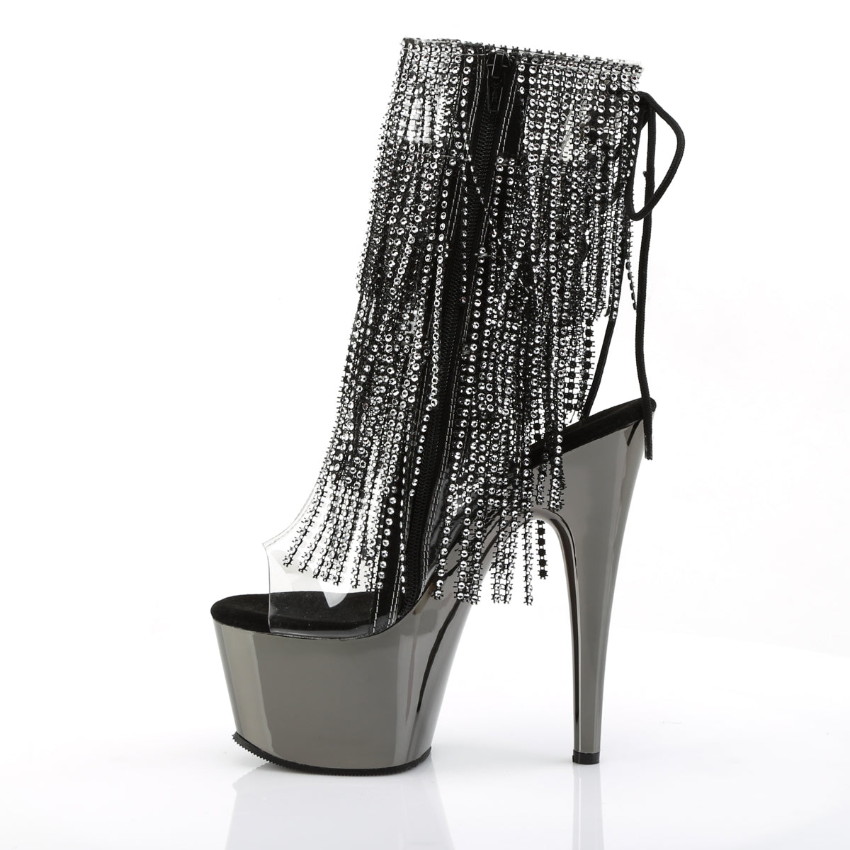ADORE-1017RSF 7" Heel Clear Pewter Stripper Ankle Boots-Pleaser- Sexy Shoes Pole Dance Heels