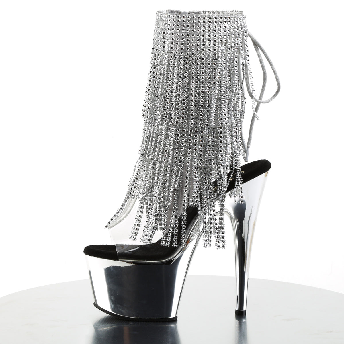 ADORE-1017RSF 7" Heel Clear Silver Chrome Ankle Boots-Pleaser- Sexy Shoes Pole Dance Heels