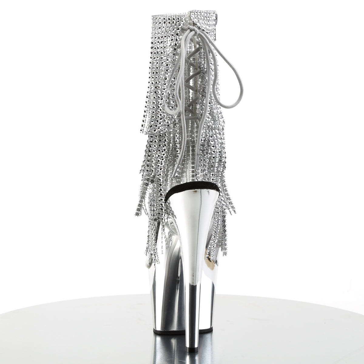 ADORE-1017RSF 7" Heel Clear Silver Chrome Ankle Boots-Pleaser- Sexy Shoes Fetish Footwear
