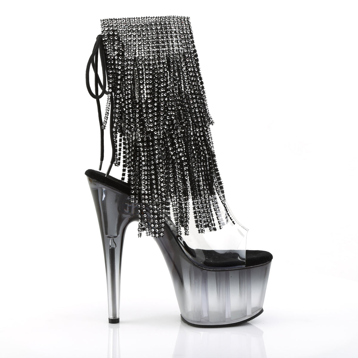 ADORE-1017RSFT 7" Heel Clear Black Pole Dancing Ankle Boots-Pleaser- Sexy Shoes Fetish Heels