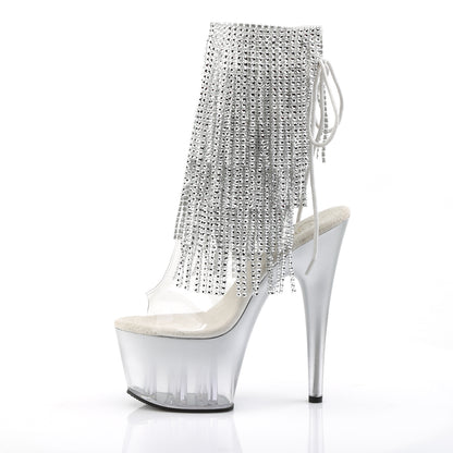 ADORE-1017RSFT 7" Heel Clear Silver Strippers Ankle Boots-Pleaser- Sexy Shoes Pole Dance Heels