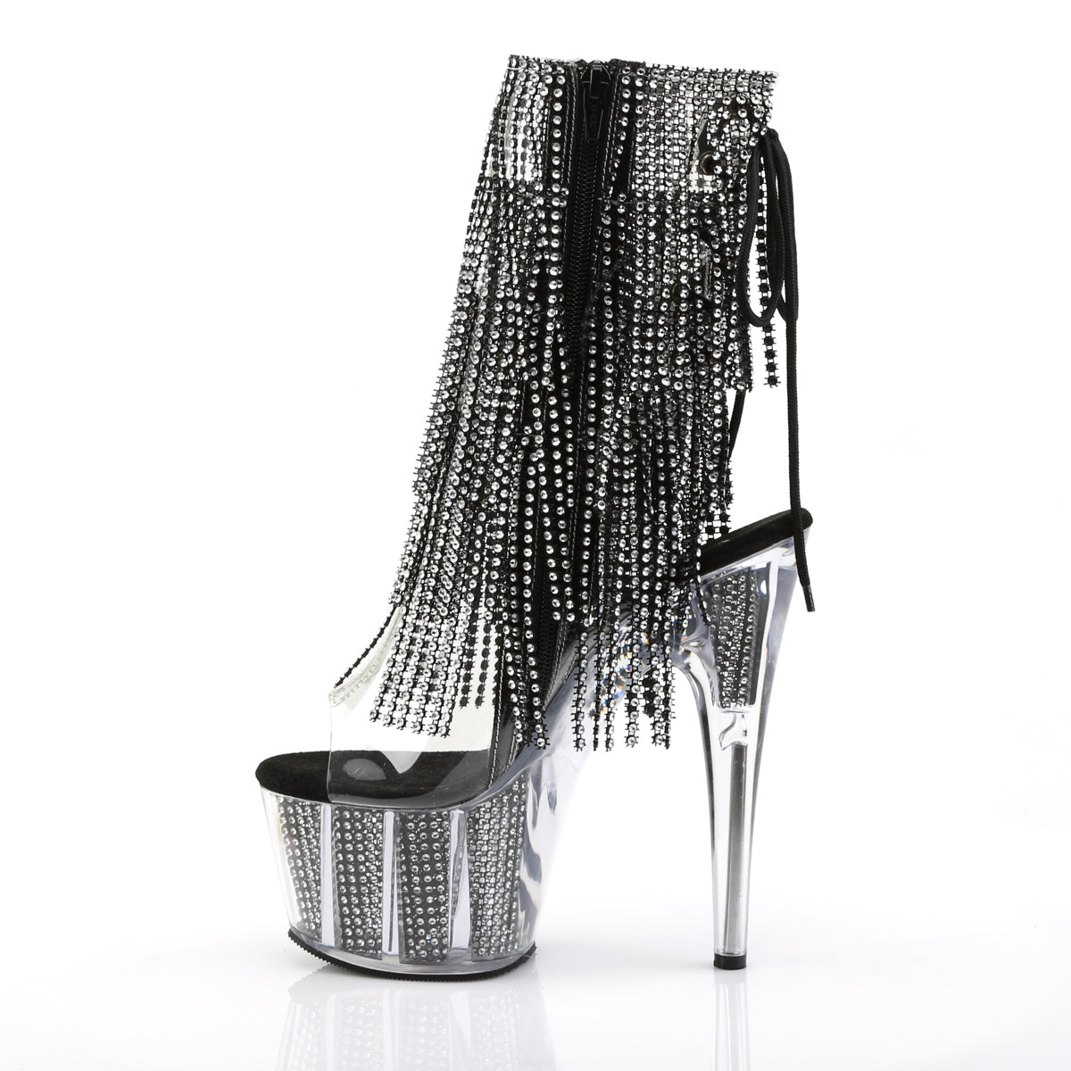 ADORE-1017SRS 7" Heel Clear Black Pole Dancing Ankle Boots-Pleaser- Sexy Shoes Pole Dance Heels