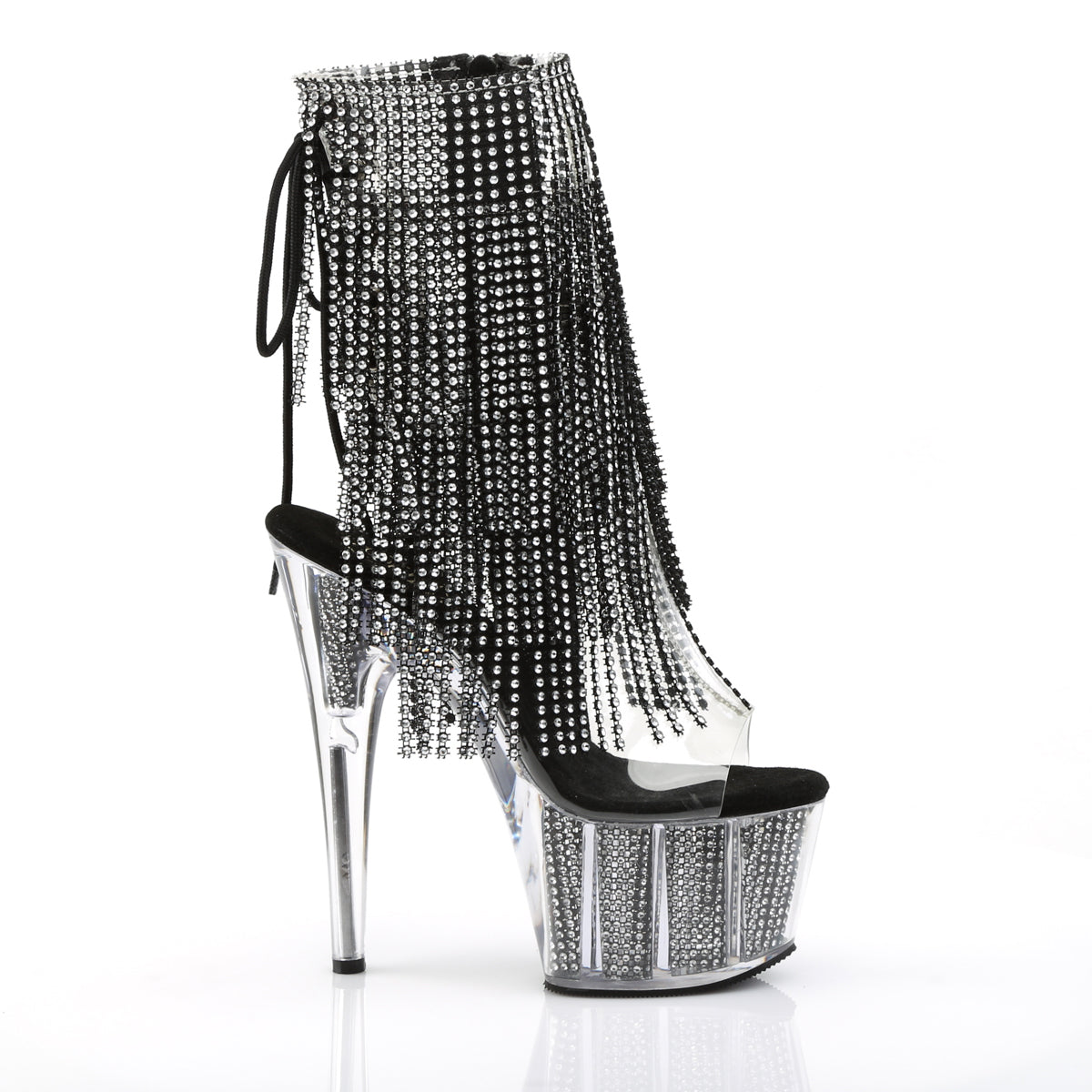 ADORE-1017SRS 7" Heel Clear Black Pole Dancing Ankle Boots-Pleaser- Sexy Shoes Fetish Heels