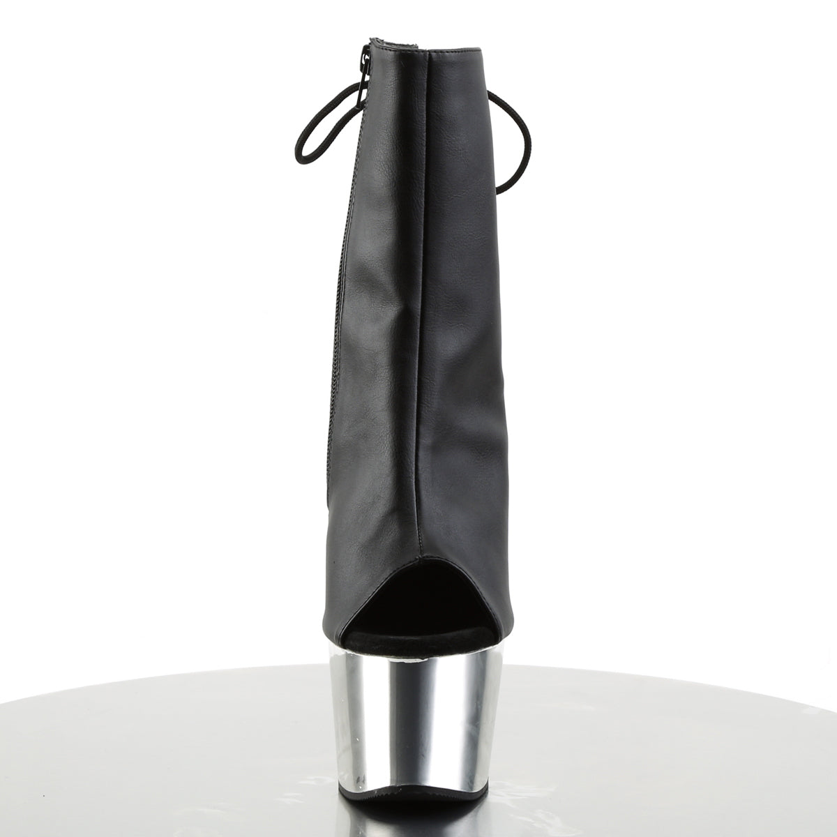 adore 1018 pleaser black faux leather silver chrome platforms exotic dancing