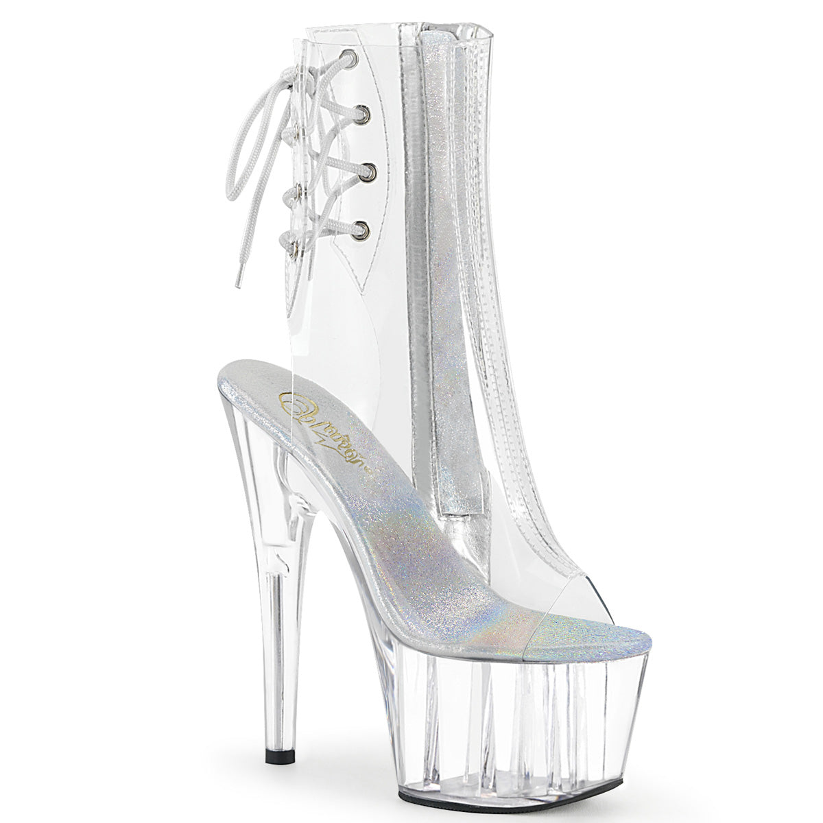 ADORE-1018C Pleasers 7 Inch Heel Clear Pole Dancing Ankle Boots