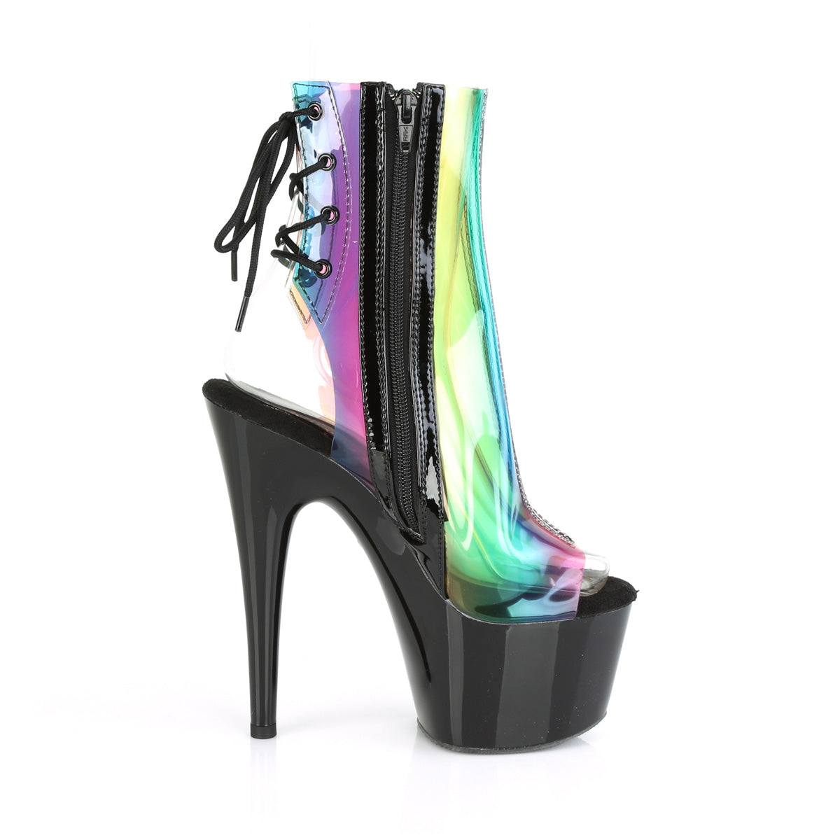 ADORE-1018C-RB Pleaser 7" Heel Rainbow Strippers Ankle Boots-Pleaser- Sexy Shoes Fetish Heels