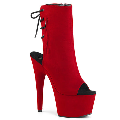 ADORE-1018FS Pleasers 7 Inch Heel Red Suede Pole Dancing Ankle Boots